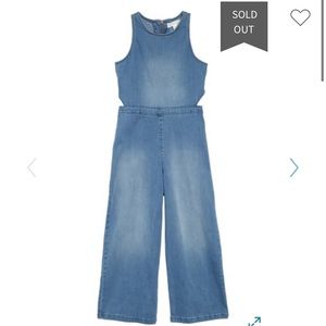 NORDSTROM GIRLS DENIM CUTOUT JUMPSUIT 10/12